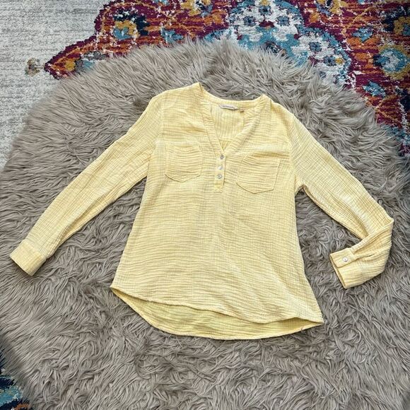Soft surroundings yellow blouse size small - Picture 4 of 5